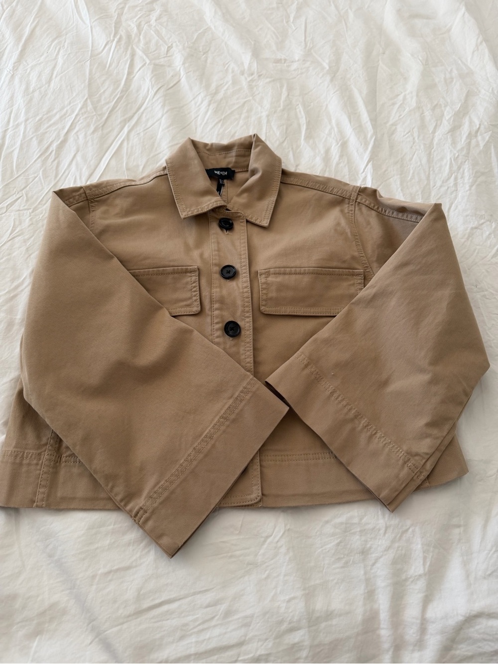 ME+EM Cropped Utility Jacket in Khaki